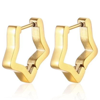 1 Piece Fashion Square Star Heart Shape 201 Stainless Steel 18K Gold Plated Earrings