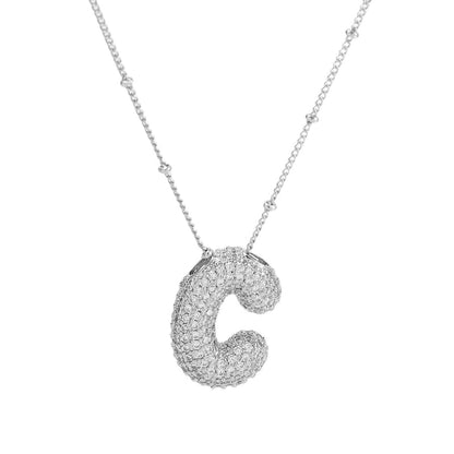 Casual Minimalist Letter Brass Plating Zircon Pendant Necklace 1 Piece