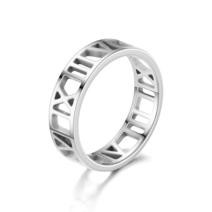 New Simple Stainless Steel Roman Cut Ring