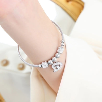 Casual Minimalist Star Heart Shape Butterfly Titanium Steel 18K Gold Plated Rhinestones Bangle In Bulk