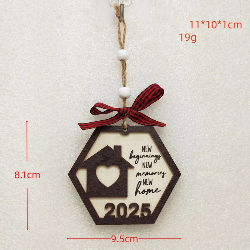 Christmas Cute Letter House Bow Knot Wood Indoor Party Decorations Hanging Ornaments