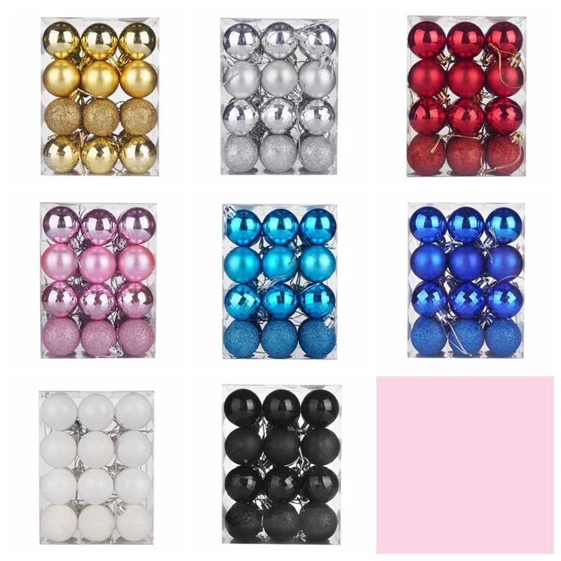Christmas Ball 24 PCs 4cm Christmas Color Ball Plastic Bright Plating Ball Christmas Tree Decorations