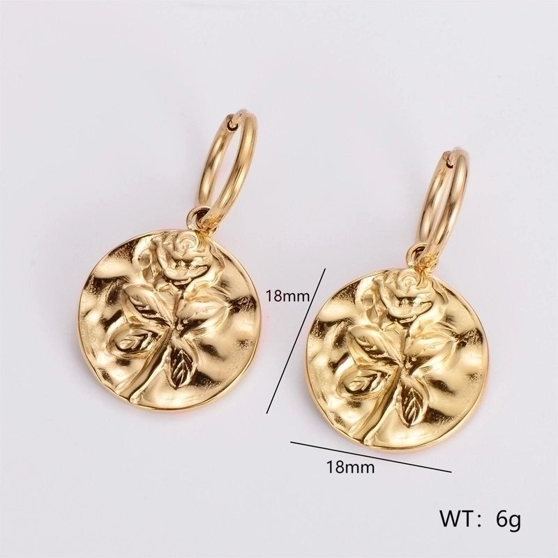 3 Pieces Glam French Style Round Leaves Irregular Inlay 304 Stainless Steel Resin Rhinestones 18K Gold Plated Drop Earrings