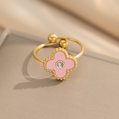 Four-leaf Clover Fashion Titanium Steel Electroplating Rings