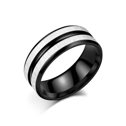 Fashion Stripe Titanium Steel 18K Gold Plated Plating Rings