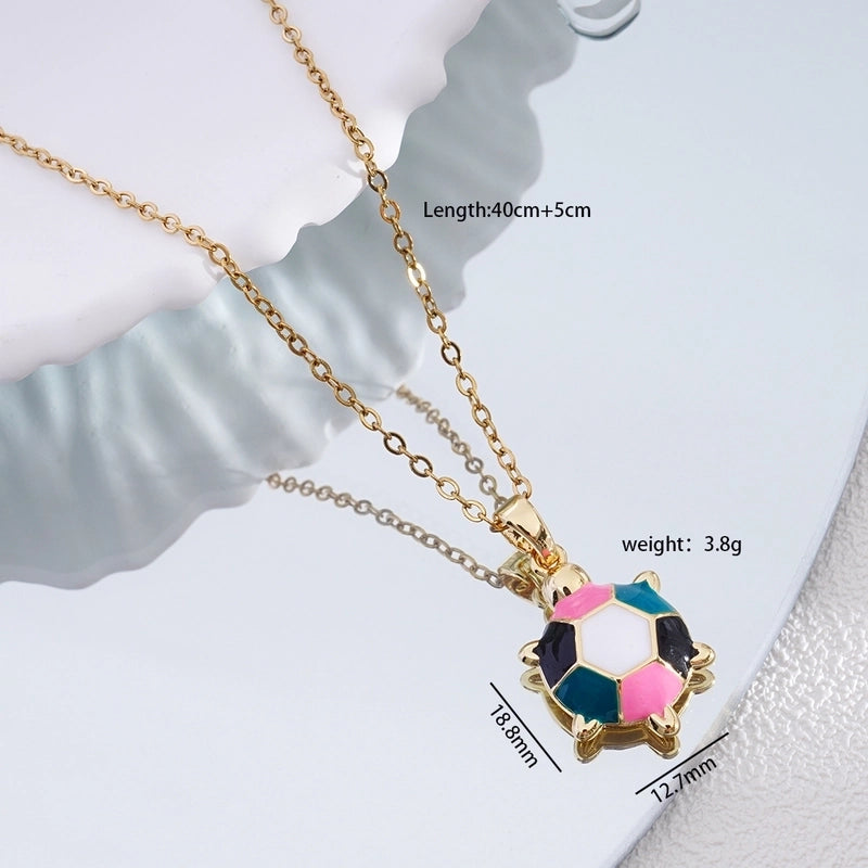 Popular Fashion Simple Copper Plating 18K Gold Colorful Oil Necklace Cute Turtle Pendant Necklace Female Jewelry