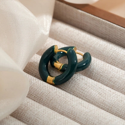 1 Pair Sweet Round Enamel 304 Stainless Steel Earrings