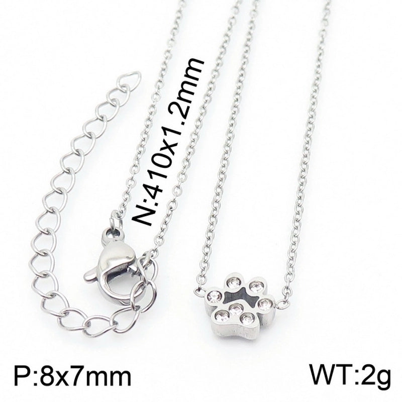 Minimalist Korean Style Animal Paw Print Titanium Steel 18K Gold Plated Plating Bracelets Earrings Necklace
