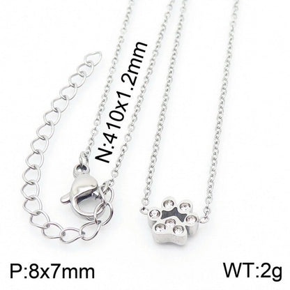 Minimalist Korean Style Animal Paw Print Titanium Steel 18K Gold Plated Plating Bracelets Earrings Necklace