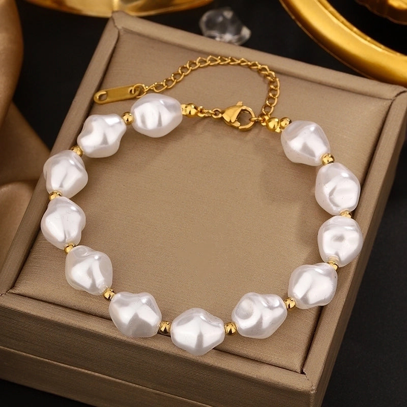 Sweet Geometric Solid Color 304 Stainless Steel 18K Gold Plated Plastic Bracelets In Bulk