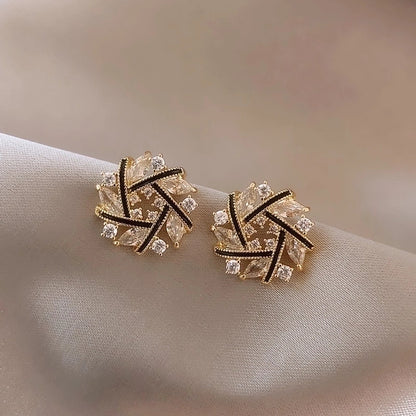 10 Pieces Minimalist Heart Shape Flower Bow Knot Imitation Pearl Alloy Rhinestone Irregular Women\'S Earrings 1 Pair