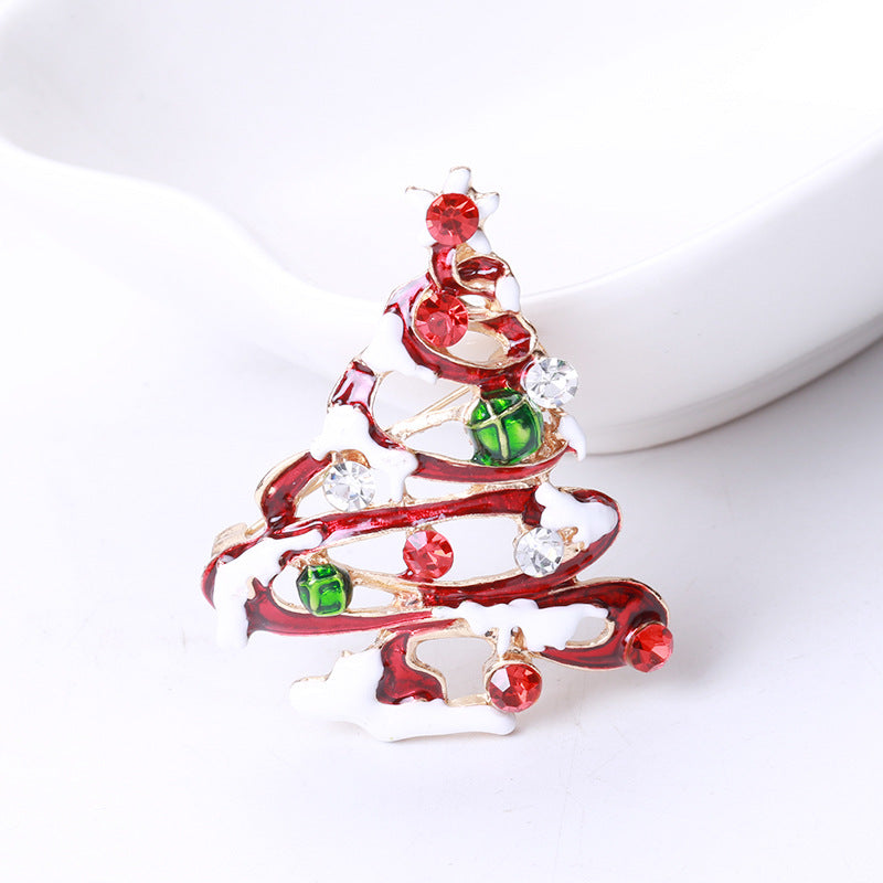 Fashion Pin Christmas Tree Alloy Inlay Rhinestones Women'S Brooches