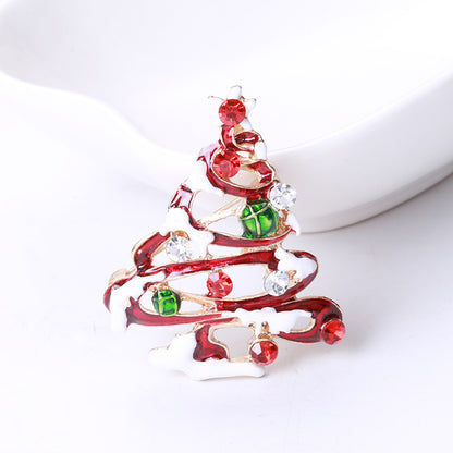 Fashion Pin Christmas Tree Alloy Inlay Rhinestones Women'S Brooches