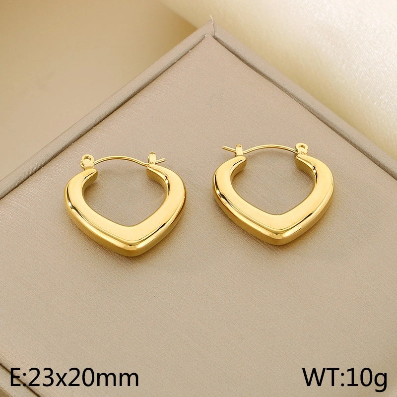 1 Pair Minimalist Geometric Titanium Steel 18K Gold Plated Hoop Earrings
