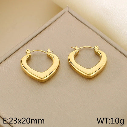 1 Pair Minimalist Geometric Titanium Steel 18K Gold Plated Hoop Earrings