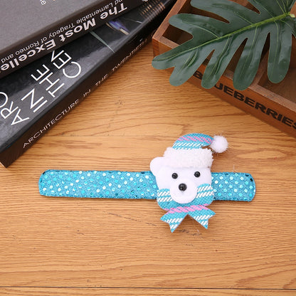 Luminous Style Christmas Small Gifts For Children Christmas Creative Gift With Lights Old Man Snowman Slap Bracelet Pop Bracelet