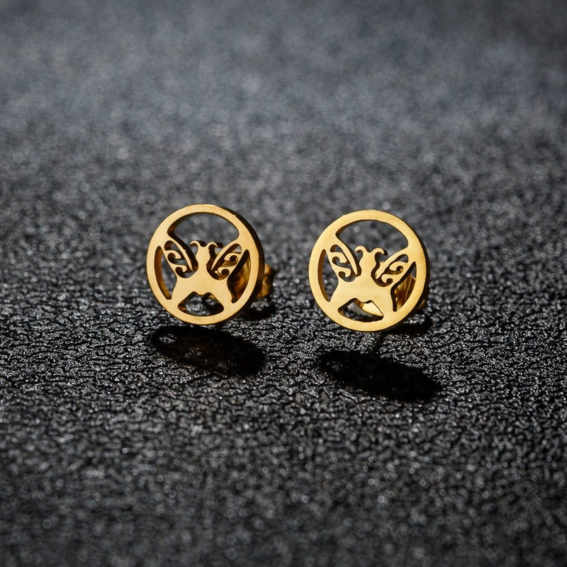 1 Pair Cute Minimalist Animal Notes Polishing 304 Stainless Steel 18K Gold Plated Ear Studs