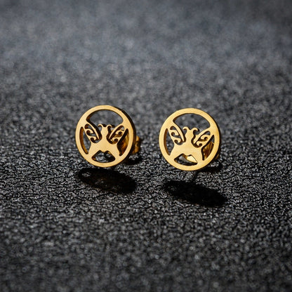 1 Pair Cute Minimalist Animal Notes Polishing 304 Stainless Steel 18K Gold Plated Ear Studs