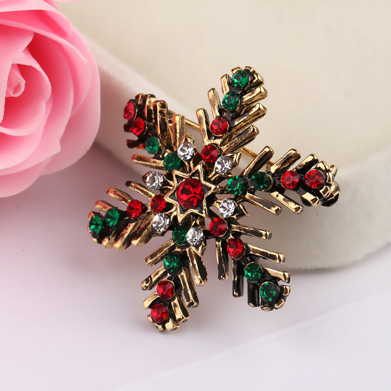 Christmas Snowflake Brooch Gift Colorful Crystal Pin Suit Decoration Brooch