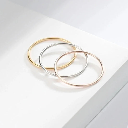 Minimalist Solid Color Titanium Steel 18K Gold Plated Polishing Plating Rings