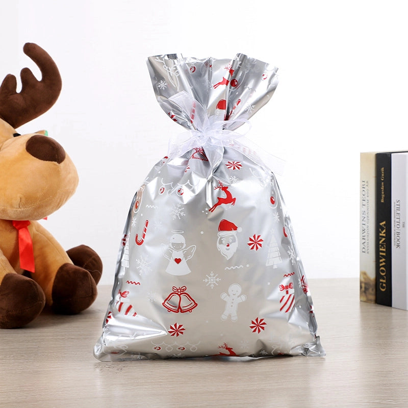 Cross-border New Christmas Gift Bag Santa Claus Drawstring Bag Aluminum Foil Bag Candy Packaging Bag Gift Bag