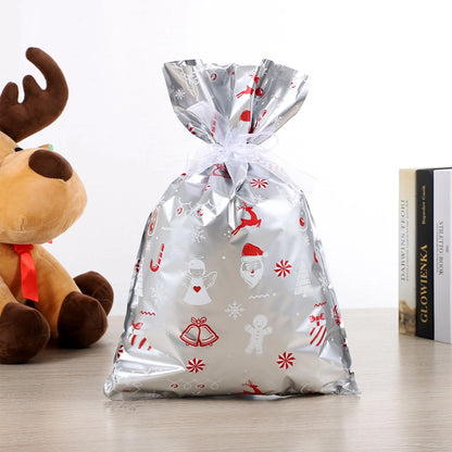 Cross-border New Christmas Gift Bag Santa Claus Drawstring Bag Aluminum Foil Bag Candy Packaging Bag Gift Bag