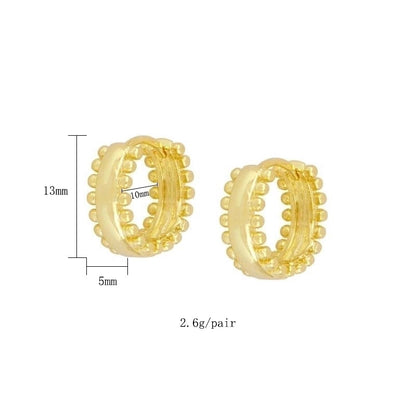2 Pieces Minimalist Geometric Plating Inlay Copper Zircon 18k Gold Plated Hoop Earrings Ear Cuffs Ear Studs