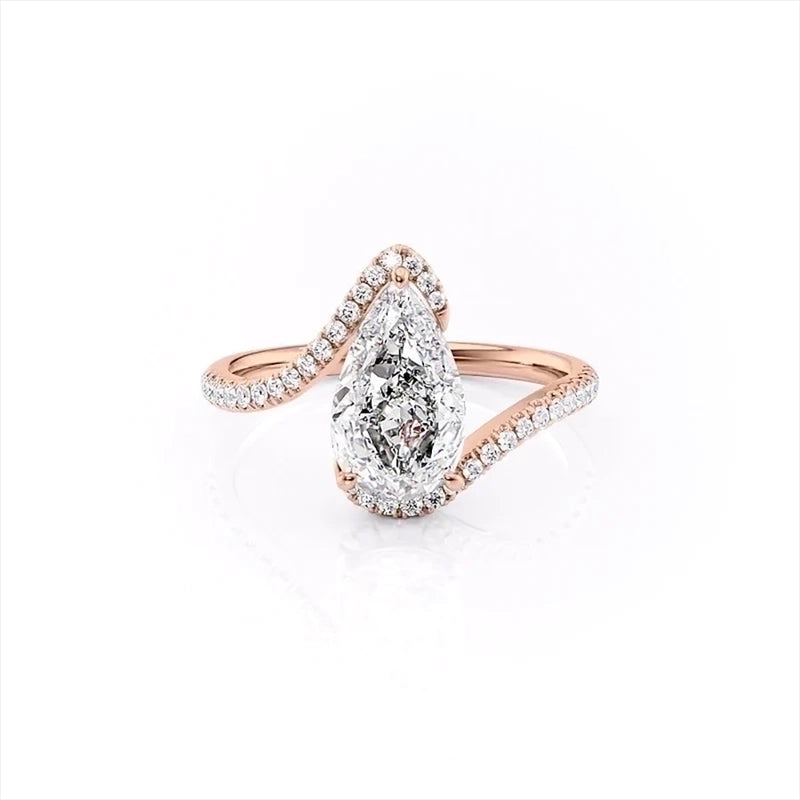 Minimalist Water Droplets Copper Plating Inlay White Gold Plated Zircon Rings