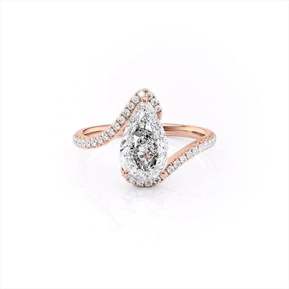 Minimalist Water Droplets Copper Plating Inlay White Gold Plated Zircon Rings