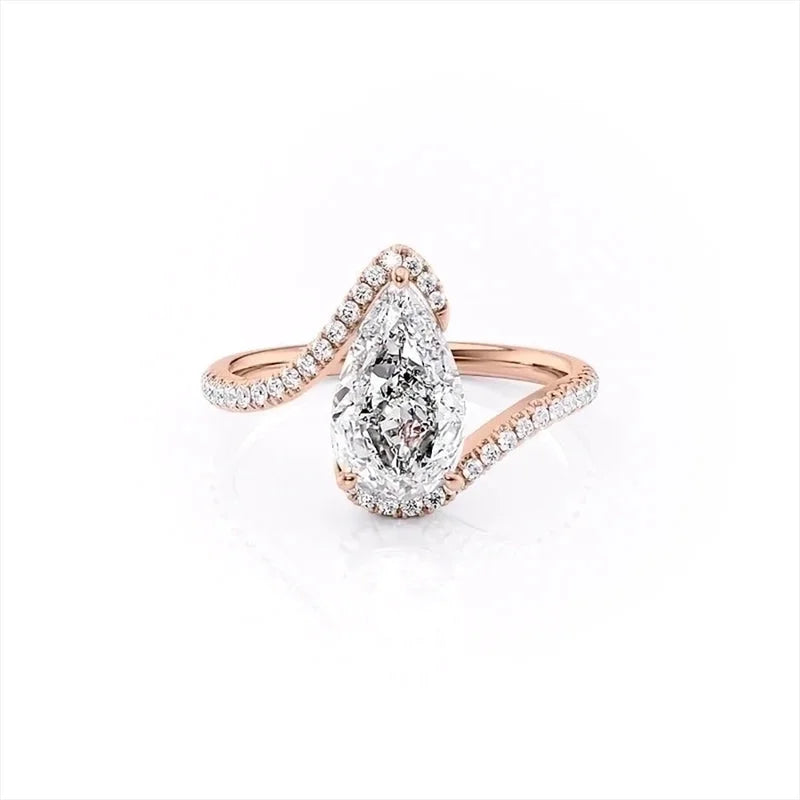 Minimalist Water Droplets Copper Plating Inlay White Gold Plated Zircon Rings