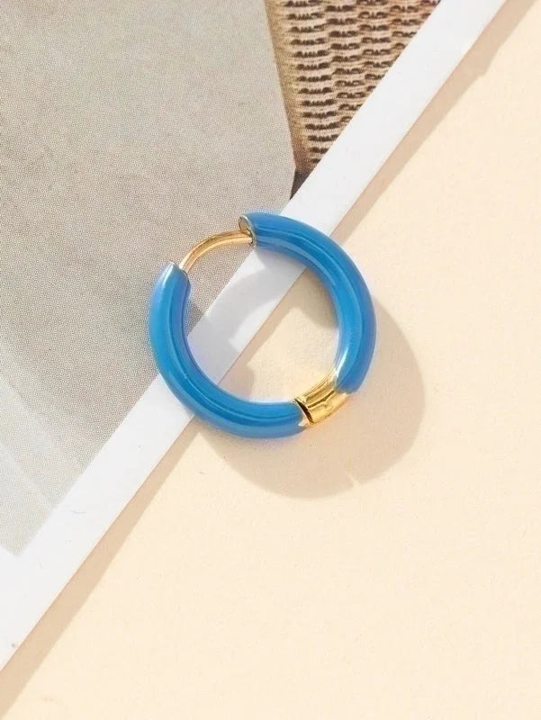 1 Piece Minimalist Solid Color Enamel Stainless Steel Earrings