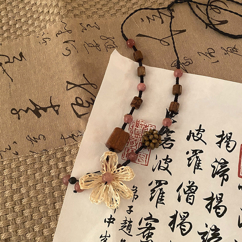 Modern Chinese East Asia Symbol Geometric Artificial Pearl Electroplating Necklaces