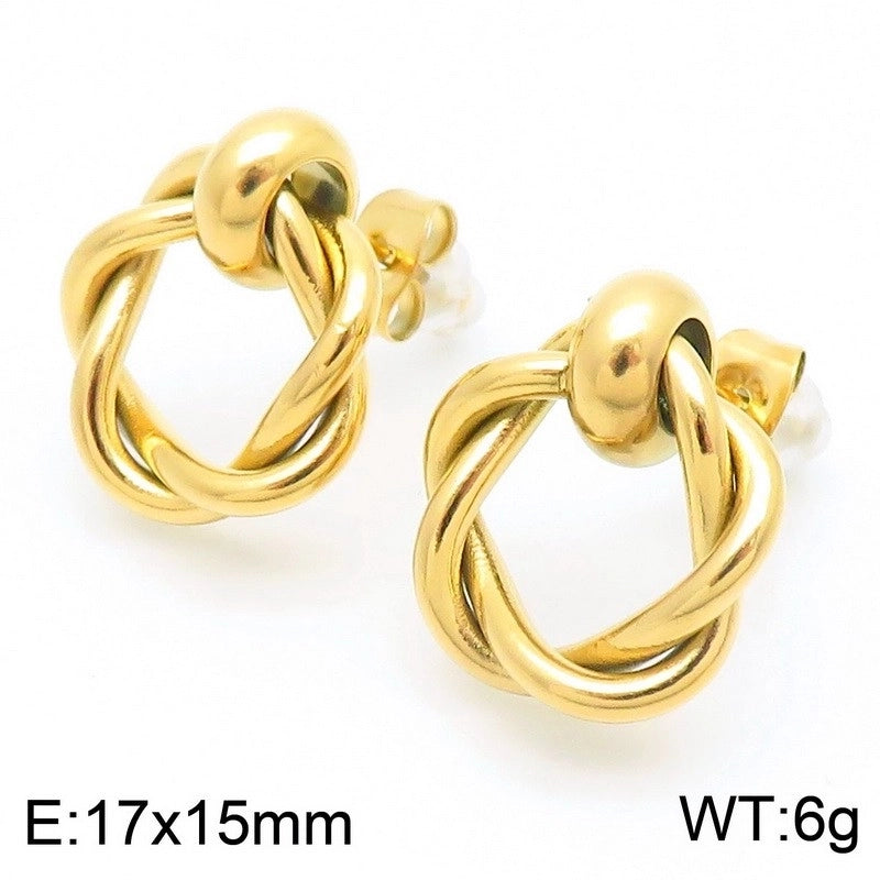 1 Pair Vintage Style Geometric Plating 304 Stainless Steel 18K Gold Plated Ear Studs