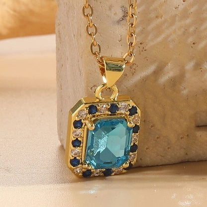 Sweet Streetwear Geometric Stainless Steel Brass 14k Gold Plated Zircon Pendant Necklace In Bulk