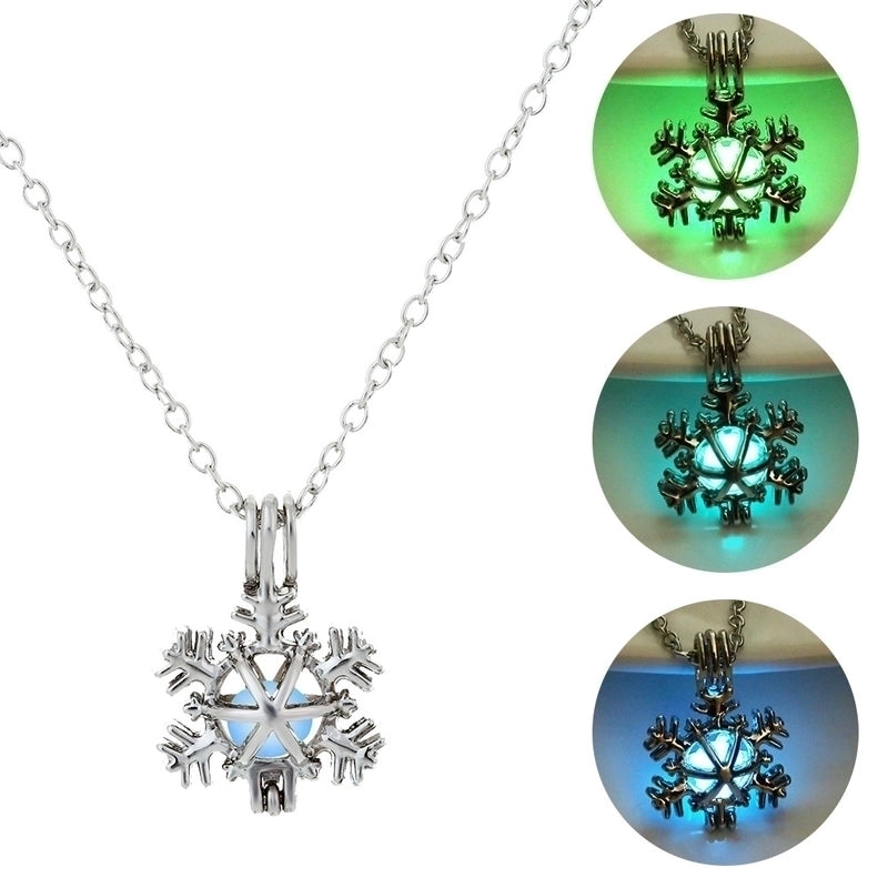 Luminous Hollow Snowflake Pendant Necklace