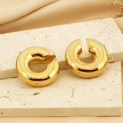 1 Pair Vintage Style U Shape Geometric Plating Titanium Steel 18K Gold Plated Ear Cuffs