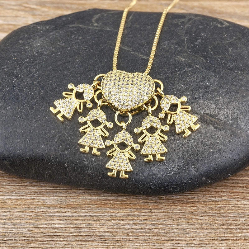 2 Pieces Exaggerated Novelty Modern Style Human Copper Plating Inlay 18K Gold Plated Zircon Pendant Necklace