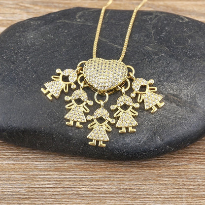 2 Pieces Exaggerated Novelty Modern Style Human Copper Plating Inlay 18K Gold Plated Zircon Pendant Necklace