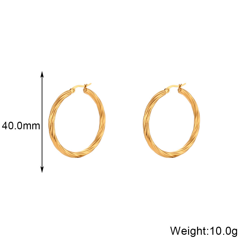 Fashion Round Geometric Stainless Steel 18K Gold Plated Earrings