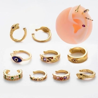 1 Piece Elegant Shiny Geometric Eye Snake Plating Inlay Copper Zircon Ear Cuffs