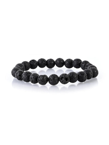 2 Pieces Casual Minimalist Round Natural Stone Lava Rock Bracelets In Bulk