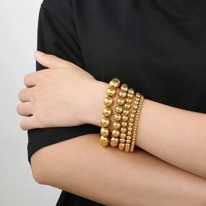 Casual Minimalist Geometric Stainless Steel 18K Gold Plated Bracelets In Bulk