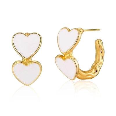 1 Pair Retro Sweet Triangle Devil\'s Eye Heart Shape Enamel Plating Inlay Copper Zircon 18k Gold Plated Ear Studs