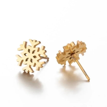 1 Pair Fashion Snowflake Plating 304 Stainless Steel 18K Gold Plated Ear Studs