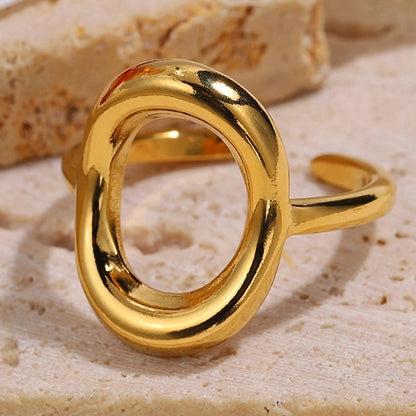 Elegant Minimalist Classic Style Solid Color 304 Stainless Steel Zircon Inlay Open Rings