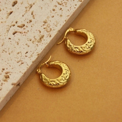 1 Pair Retro Minimalist C Shape U Shape Solid Color Plating Titanium Steel 18k Gold Plated Earrings