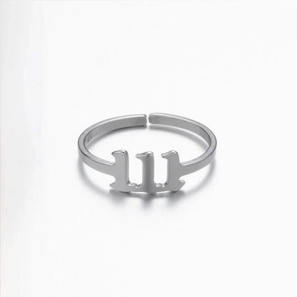 Retro Letter 201 Stainless Steel 18K Gold Plated Plating Open Ring