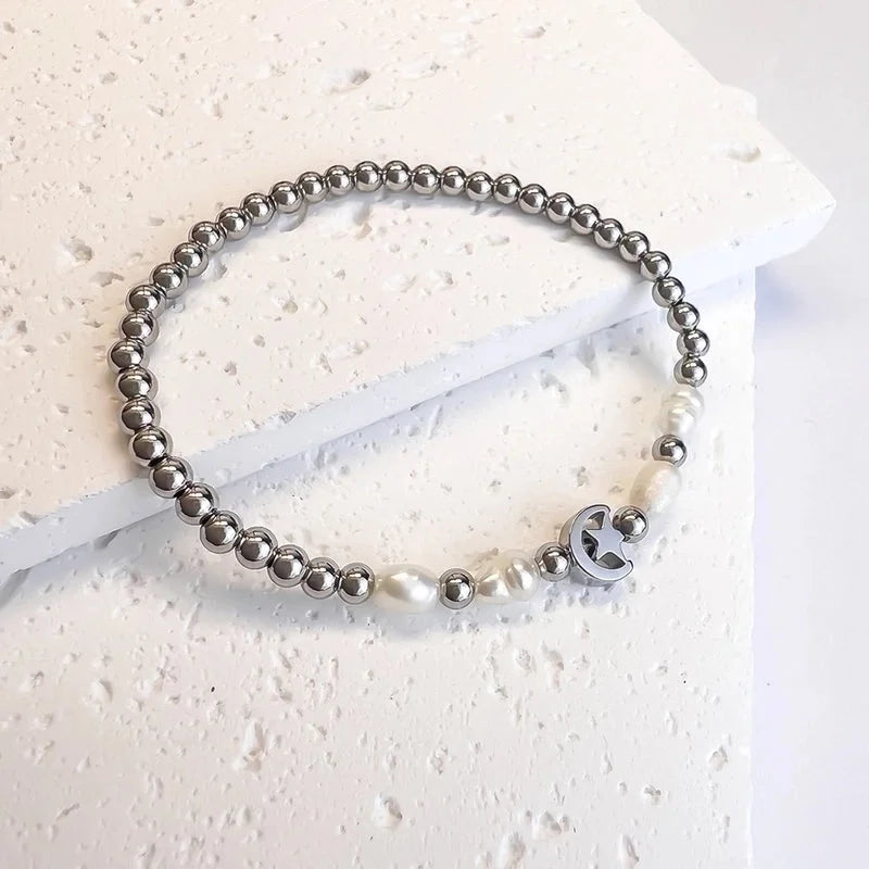 Sweet Star Heart Shape Butterfly Stainless Steel Beaded Plating Bracelets