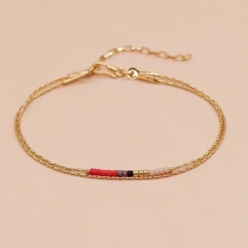 Glass Copper Minimalist Beaded Geometric Colorful Bracelets