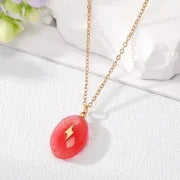 3 Pieces Minimalist Cross Water Droplets Lightning Stainless Steel Natural Stone Plating Pendant Necklace